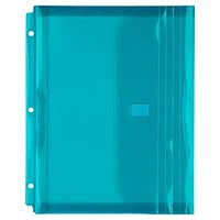 JAM PAPER Plastic 3 Hole Punch Binder Envelopes with Hook & Loop Closure - Letter Booklet - 9 1/2 x 11 1/2 with 1 Inch Expansion - Teal - 12/Pack 12 Pack Teal