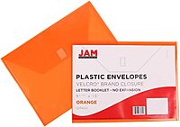 JAM PAPER Plastic Booklet Envelopes with Hook & Loop Closure - Pack of 12