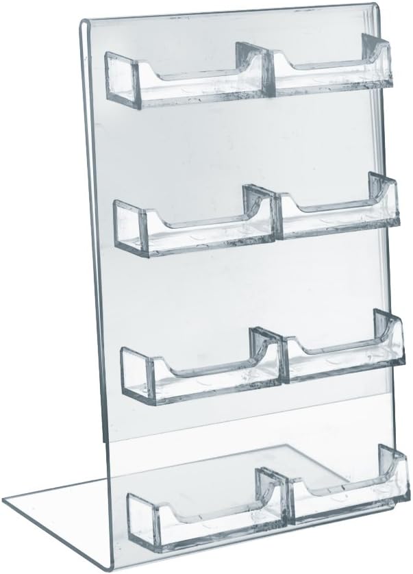 Azar Displays L-Shape Sign Holder with Attached Pockets, Clear Acrylic Countertop Display