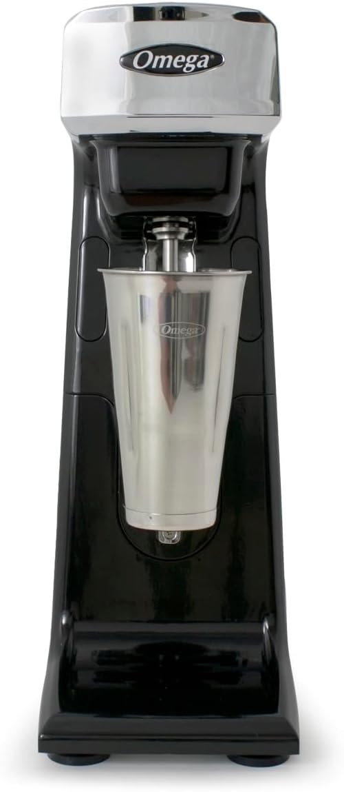 Omega M1000 Commercial Milk Shake Maker Single Spindle, 1/3 Horsepower, Black/Silver