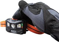 Klein Tools 56064 Rechargeable Auto-Off LED Headlamp, Silicone Strap, 400 lms, All-Day Runtime, for Work, Running