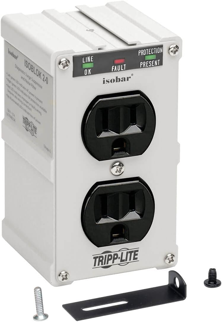 Tripp Lite Isobar ISOBLOK2-0 Heavy Duty Outlet Extender, Wall Power Strip Surge Protector, 2 Outlets, Direct Plug-in, White
