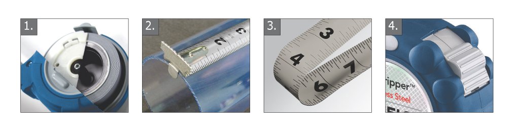 Komelon SS125 Gripper 25-Foot Stainless Steel Measuring Tape, Blue Stainless Steel 7.6 m