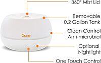 Crane Portable Ultrasonic Travel Humidifier and Diffuser, 0.2 Gallon Cool Mist, Optional Essential Oil Diffuser, No Filter Needed, White Round