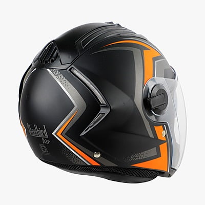 STEELBIRD SBA-2 ISS REED GLOSSY BLACK ORANGE D/V (SILVER) (L)