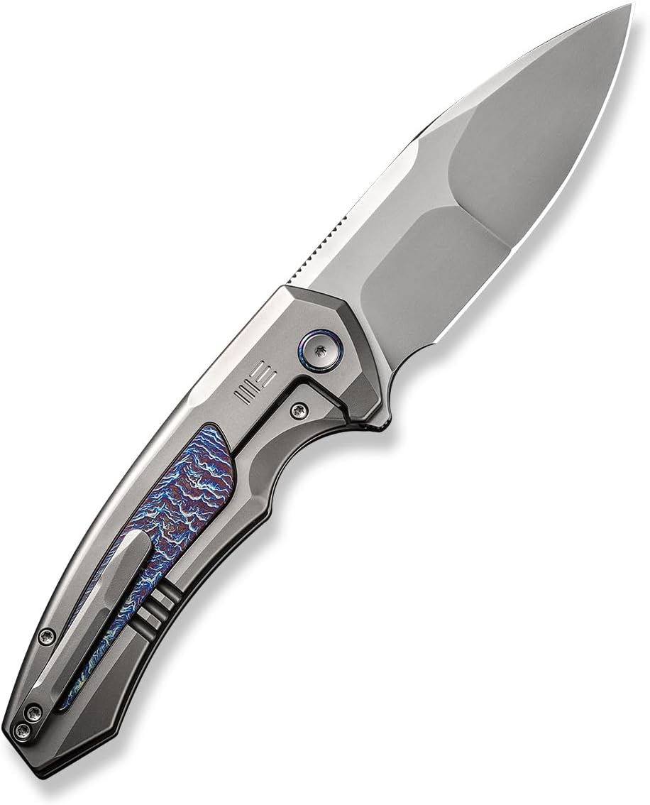 WE Knife Hyperactive Frame Lock 23030-1 Vanax Blue Flamed Titanium Pocket Knives