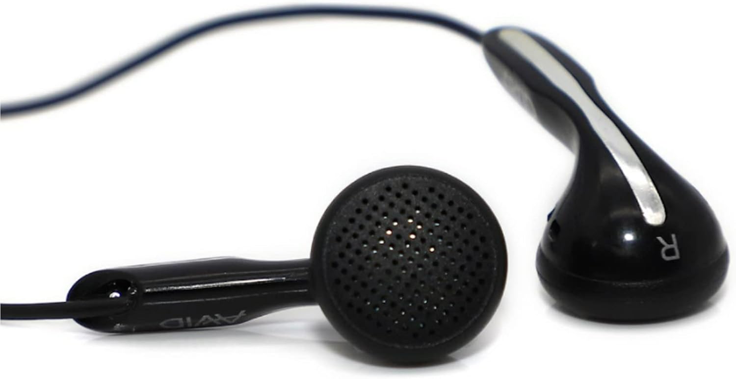 Avid Products AE-1M Disposable Stereo Black School Earbuds with Mic, Black Single