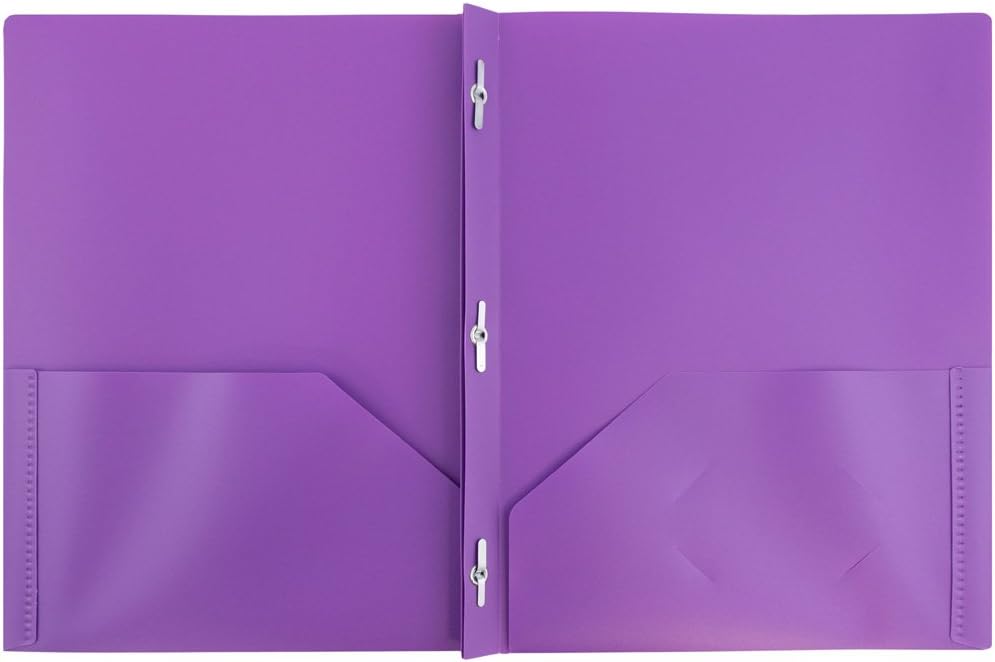 JAM Paper Plastic 2-Pocket POP Folders with Metal Prongs