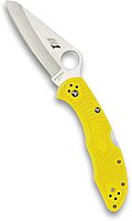 Spyderco Salt 2 Lightweight Knife with 3" H-1 Ultra-Corrosion Resistant Steel Blade and Yellow FRN Handle - PlainEdge