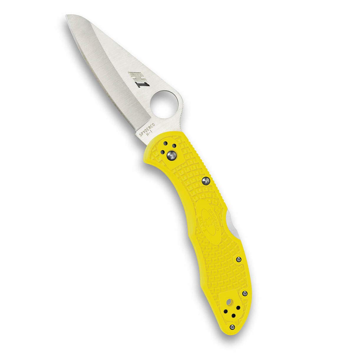 Spyderco Salt 2 Lightweight Knife with 3" H-1 Ultra-Corrosion Resistant Steel Blade and Yellow FRN Handle - PlainEdge