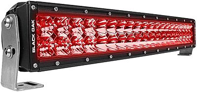 Black Oak 20" Curved Double Row Red LED Predator Hunting Light Bar - Combo Optics - Black Housing - Pro Series 3.0