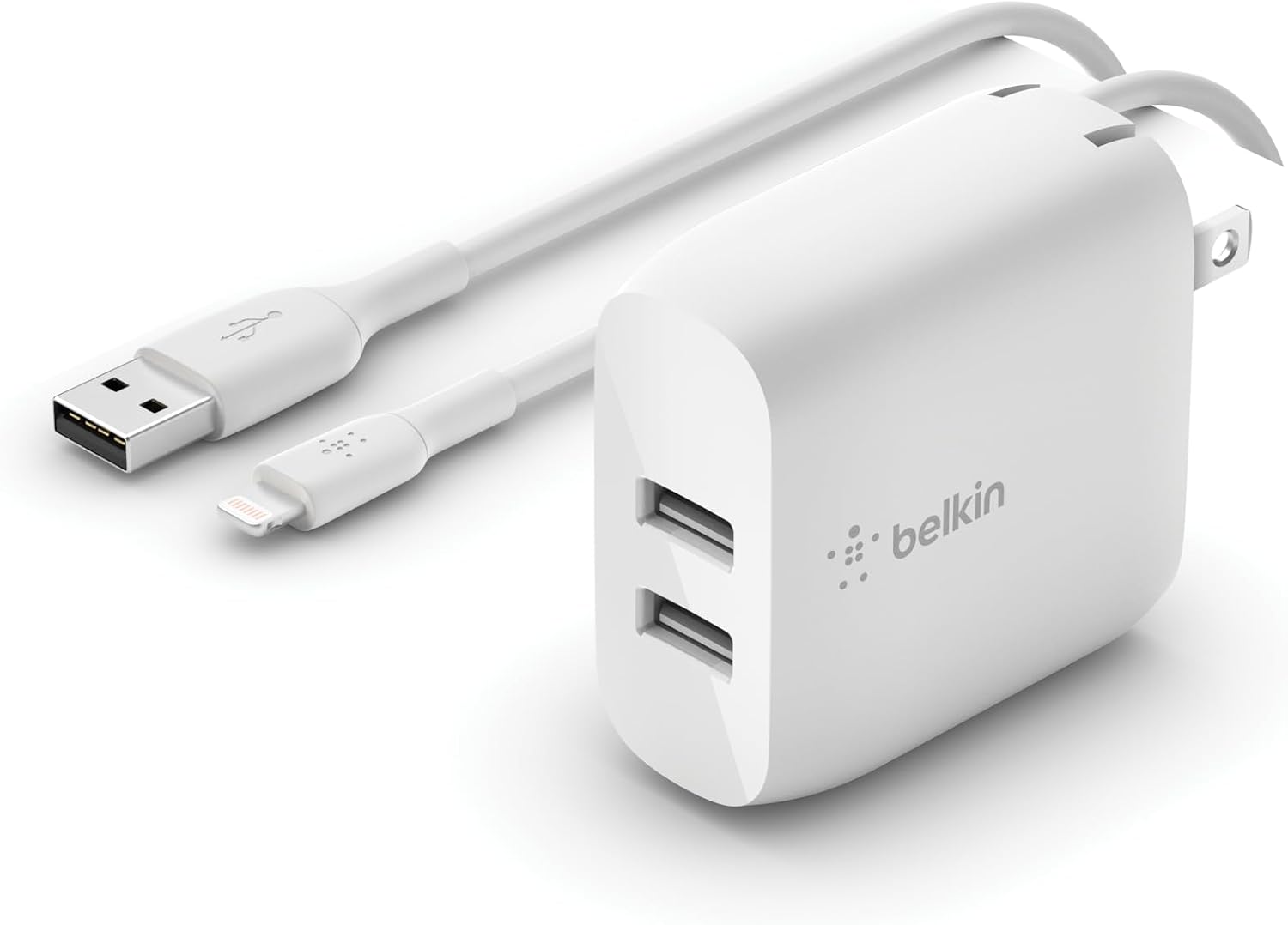 Belkin 24W Dual Port USB-A Wall Charger (Includes Cable)