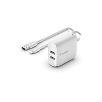 Belkin 24W Dual Port USB-A Wall Charger (Includes Cable)