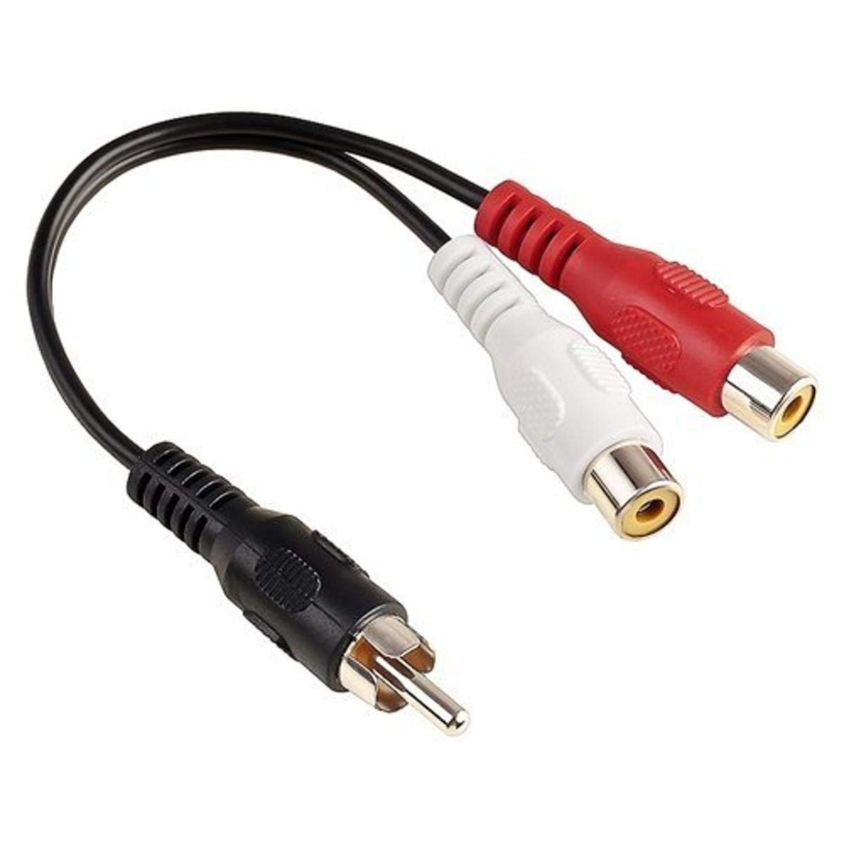 Monoprice Audio/Stereo Cable - 0.5 Feet & 6ft - Black | RCA to 2 RCA Jack, Mono Source to Stereo System Cable + Cable, Black