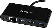 StarTech.com 3 Port USB-C Hub with Gigabit Ethernet & 60W PD Passthrough