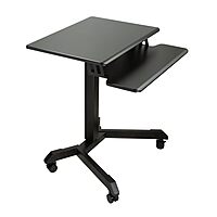 Victor DC550 High Rise Collection Mobile Adjustable Standing Desk (Dual-Tier) Black 25.6" x 17.7" x 45.3"
