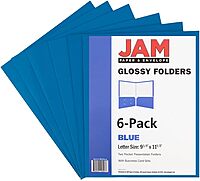 JAM PAPER Laminated Two-Pocket Glossy Presentation Folders - Letter Size