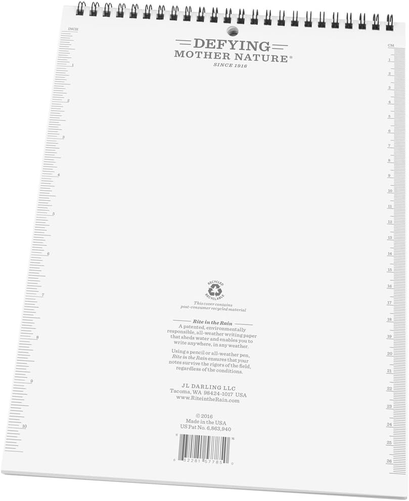 Rite in the Rain Weatherproof Legal Pad, 8.5" x 11", Gray Cover, Legal Pattern (No. LP785) 1 Pack