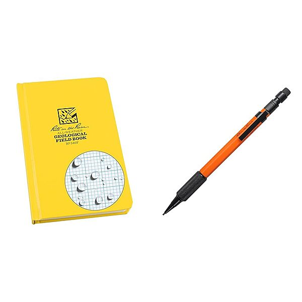 Rite in the Rain Weatherproof Notebook and Mechanical Pencil Bundle Book + Pencil Orange Barrel