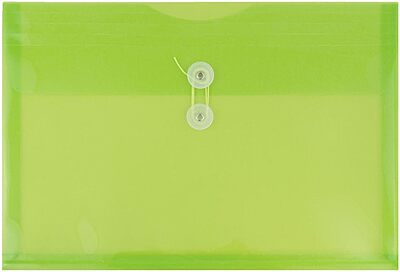 JAM PAPER Plastic Envelopes with Button & String Tie Closure - 12 Pack