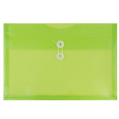 JAM PAPER Plastic Envelopes with Button & String Tie Closure - 12 Pack