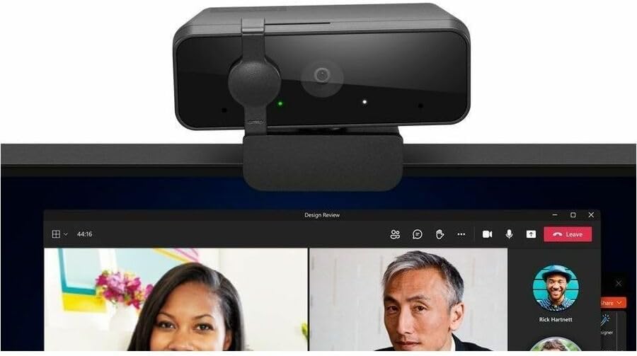 Lenovo Essential Webcam - 30 fps - Black - USB 2.0 Type A - Full HD - 1920 x 1080 Video - 85° Angle - Tripod Mount