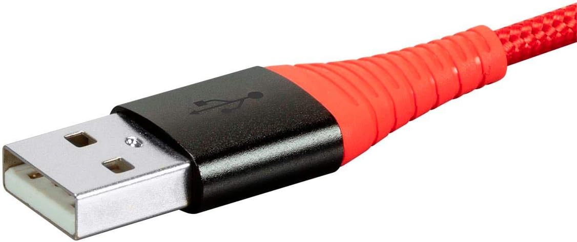 Monoprice USB 2.0 Micro Type-B to Type-A Charge & Sync Cable - Nylon-Braid, 3 Feet, Red - AtlasFlex Series