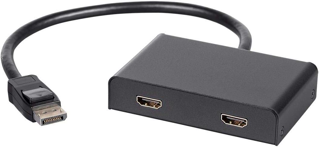 Monoprice 2-Port DisplayPort 1.2 to HDMI Multi-Stream Transport (MST) Hub, 4K@30Hz for 2 Displays, 21.6 Gbps Bandwidth
