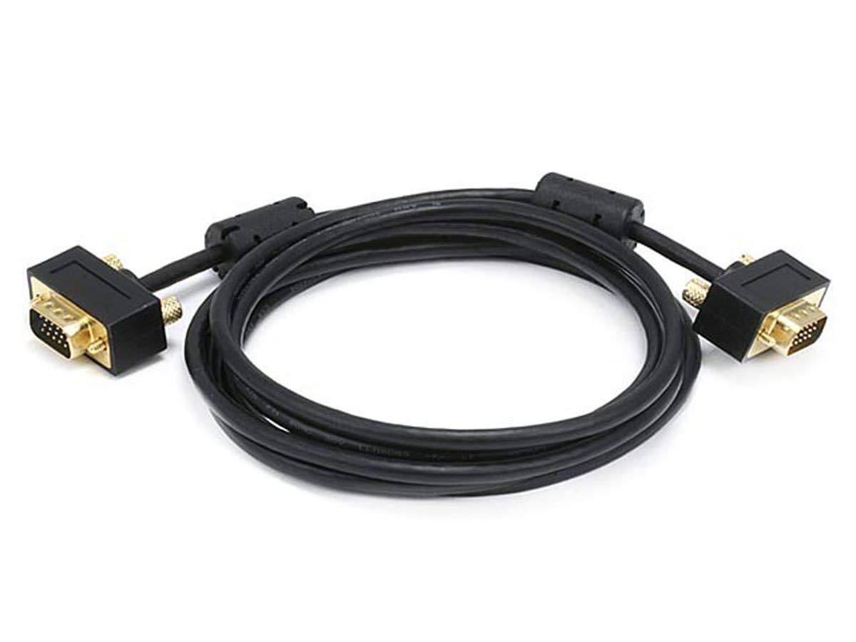 Monoprice Ultra Slim SVGA Super VGA Male-to-Male Monitor Cable with Ferrites and Gold-Plated DE-15 Connectors