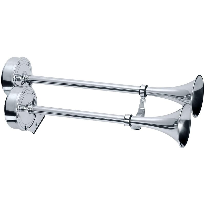 Schmitt Marine Deluxe All-Stainless Dual Trumpet Horn - 12V