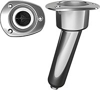 Mate Series Stainless Steel 15° Rod & Cup Holder - Drain - Oval Top