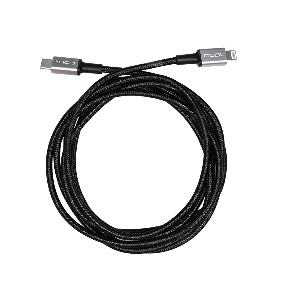 CODi 6ft USB-C to Lightning Cable | MFi Certified, Fast Charging & Sync | Braided Nylon