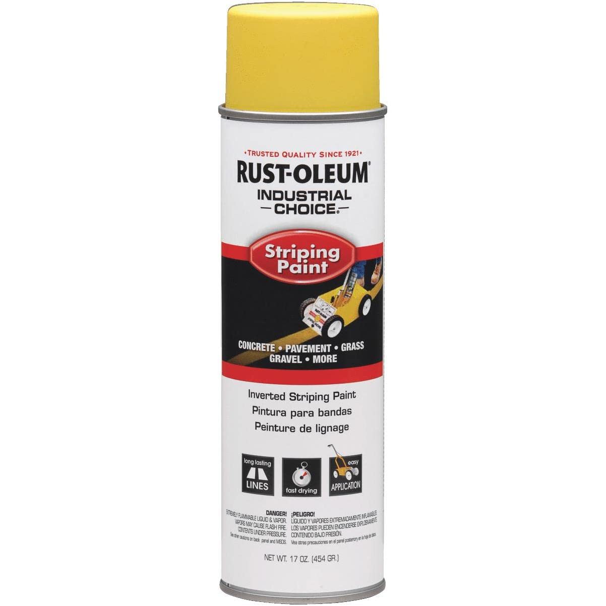 Industrial Choice S1600 System Inverted Striping Paint, Flat Yellow, 18 oz Aerosol Can, 6/Carton