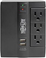 TRIPP LITE SWIVEL6 6-Outlet Surge Protector, 3 Rotatable Outlets, Direct Plug-In, Black