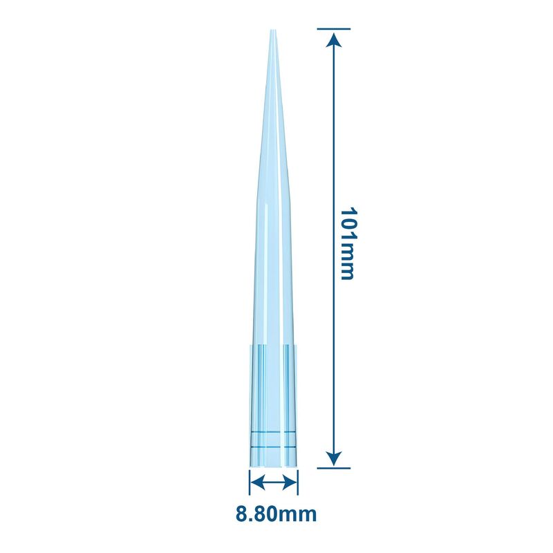 1000μl Extra Long Universal Pipette Tips, 102mm Extra long, PP, Bulk, Non-Sterile, DNase & RNase free, Blue