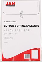 JAM PAPER Open-End Plastic Envelopes, Button & String