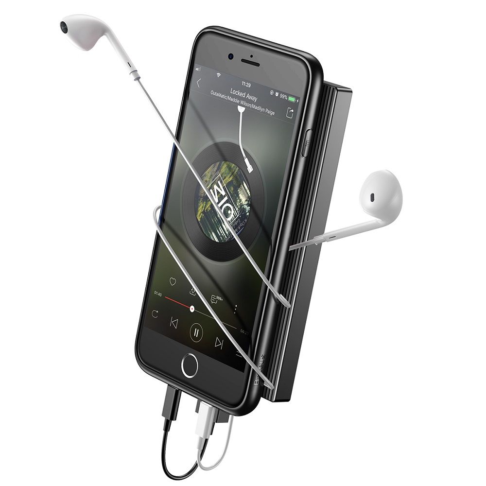 Baseus Dual Lightning Audio Case for iPhone 7 & iPhone 8 - Black