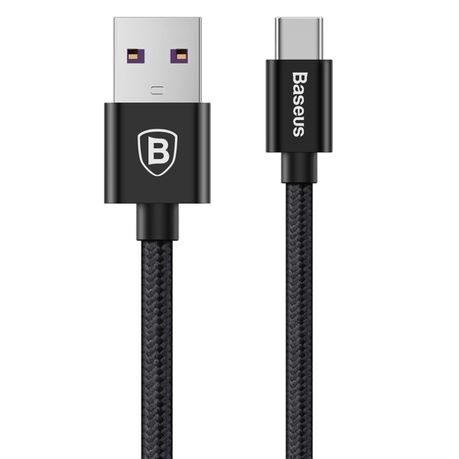 Baseus 1m - 5A Speed Q.C 3 USB Type-A 2.0 to Type-C Huawei Cable - Black