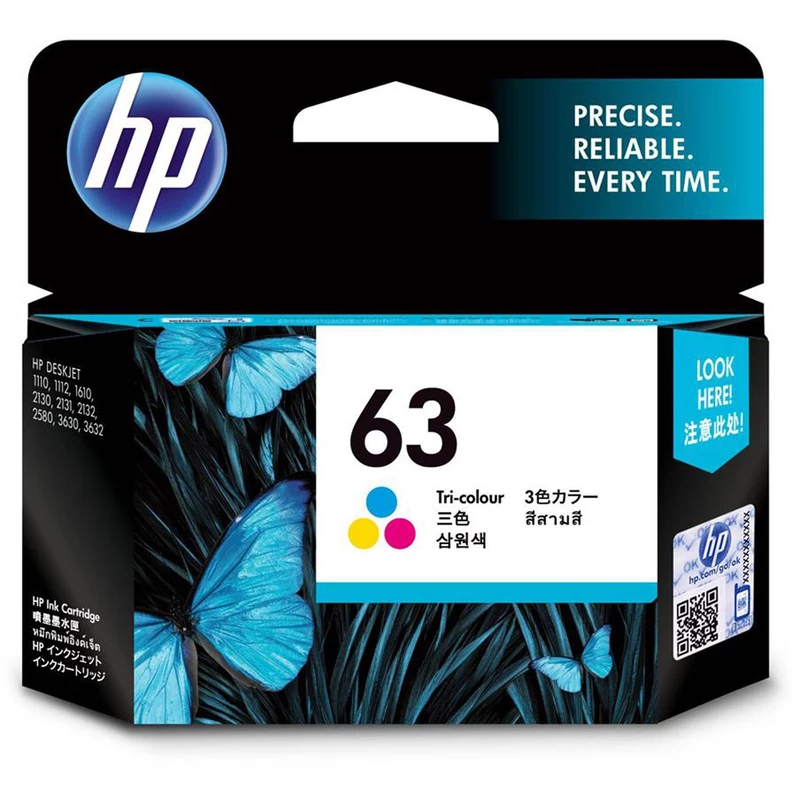 HP 63 Ink Cartridge Tri Colour F6U61AA
