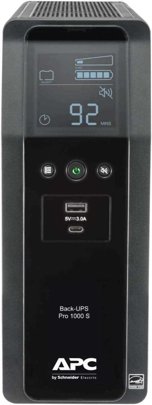 APC BR1000MS Back-UPS Pro 10-Outlet UPS, 1,000VA/600W