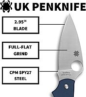 Spyderco UK Penknife Folding Utility Pocket Knife with 2.95 Inch CPM SPY27 Steel Blade and Durable G-10 Cobalt Blue Handle - PlainEdge - C94GPCBL