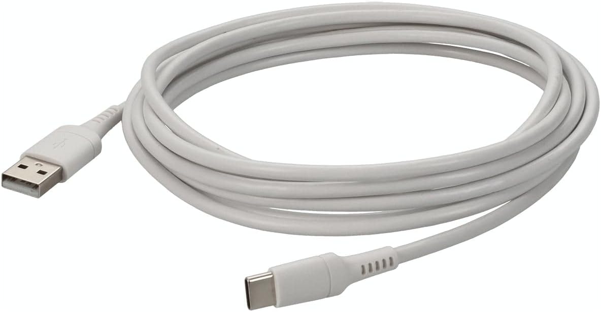 AddOn 2.0m (6.6ft) USB-C Male to USB 2.0 (A) Male Sync and Charge White Cable