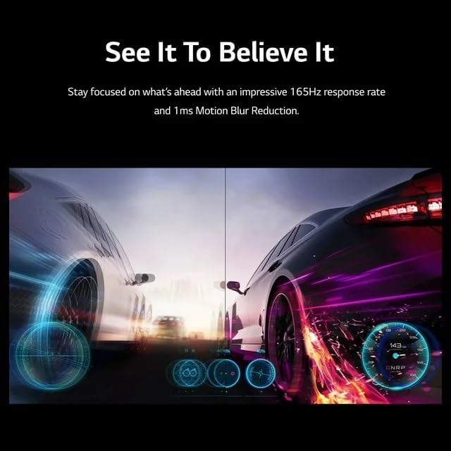 LG 27 inch Ultragear Gaming Monitor, FHD (1920 x 1080) Display, 165Hz, 1ms, AMD FreeSync Premium, Black Stabilizer