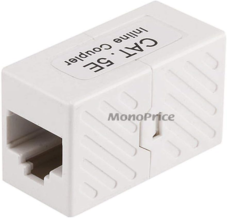 Monoprice Cat5e RJ45 Modular Inline Coupler - Straight Type Coupler, White