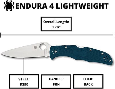 Spyderco Endura 4 Folding Pocket Knife with 3.8 in Blade and FRN Handle