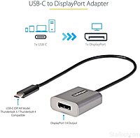 StarTech.com USB C to DisplayPort Adapter, 8K/4K 60Hz USB-C to DisplayPort 1.4 Dongle, USB Type-C to DP Monitor Video Converter, Works w/TB3 - 12" Attached Cable, Upgraded Version of CDP2DP (CDP2DPEC)