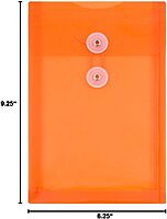 JAM PAPER Open-End Plastic Envelopes, Button & String