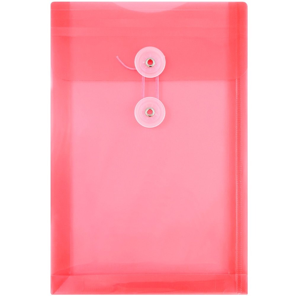 JAM PAPER Open-End Plastic Envelopes, Button & String