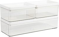 Martha Stewart Grady Stackable Plastic Storage Boxes with Lids, Set of 3