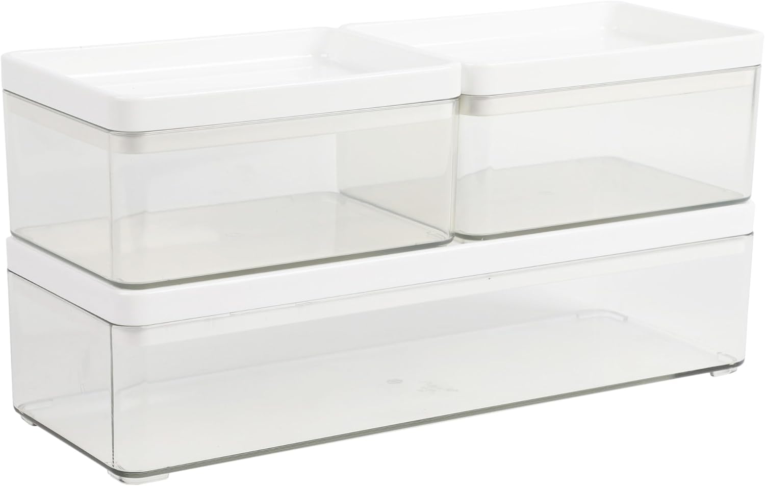 Martha Stewart Grady Stackable Plastic Storage Boxes with Lids, Set of 3